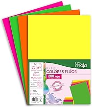 A4 Fluor Colours Paper 80 g, 200 Sheets, Multi-Function Paper Suitable for Inkjet and Laser Printers - 210 x 297 mm - Ideal for Office, Home and Artistic Projects such as Origami