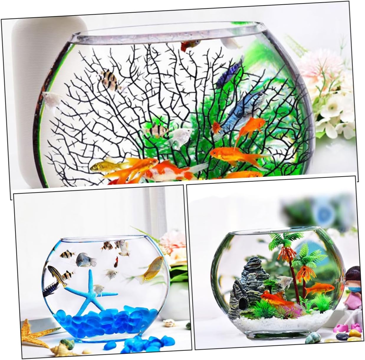 ERINGOGO Glass Fish Bowl for Hydroponic Plants Decorative Betta Tank Landscape Desktop Adornment for Decor