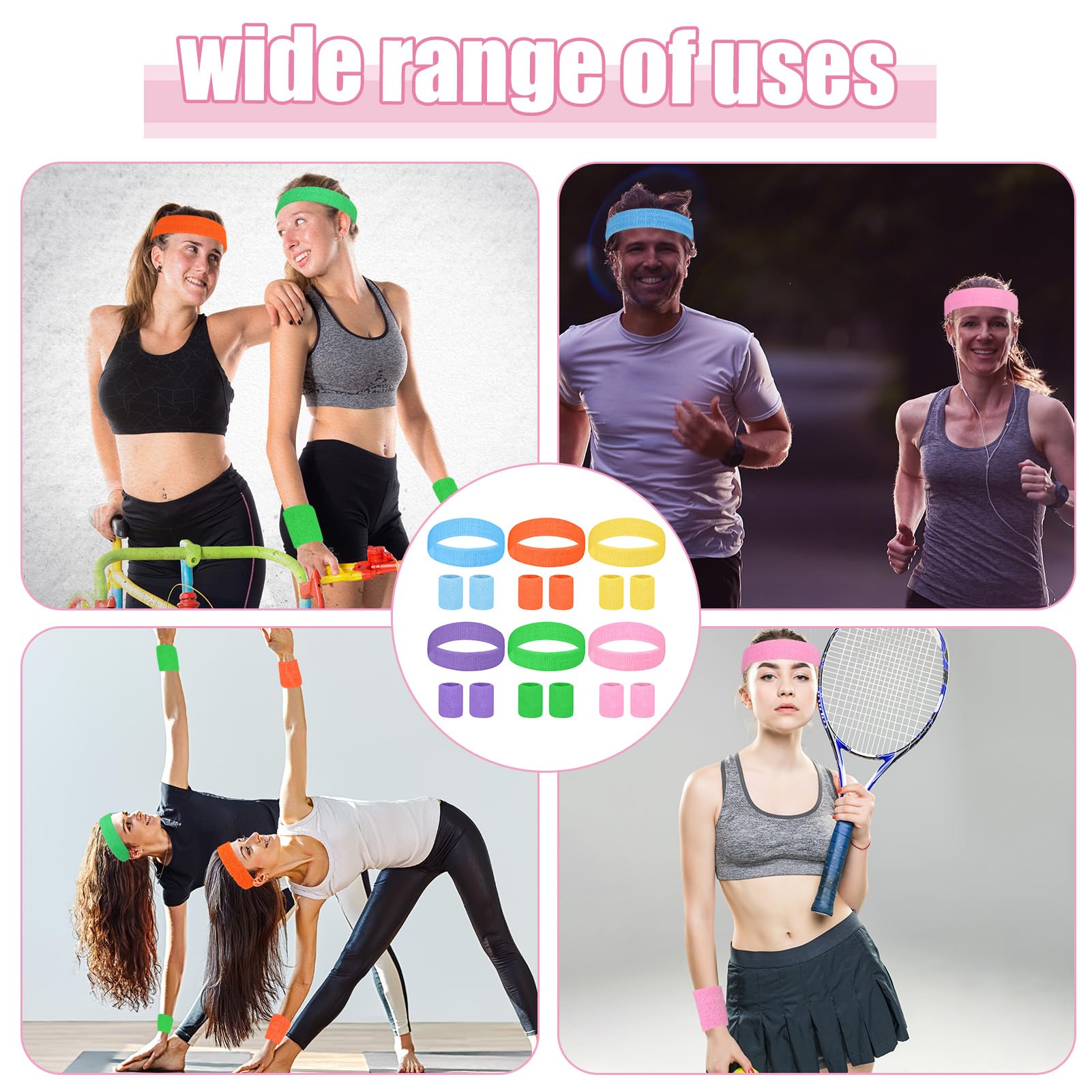 36-Pack Sports Headbands & Wristbands – Sweat-Absorbent Set For Gym, Running, Football - View #7
