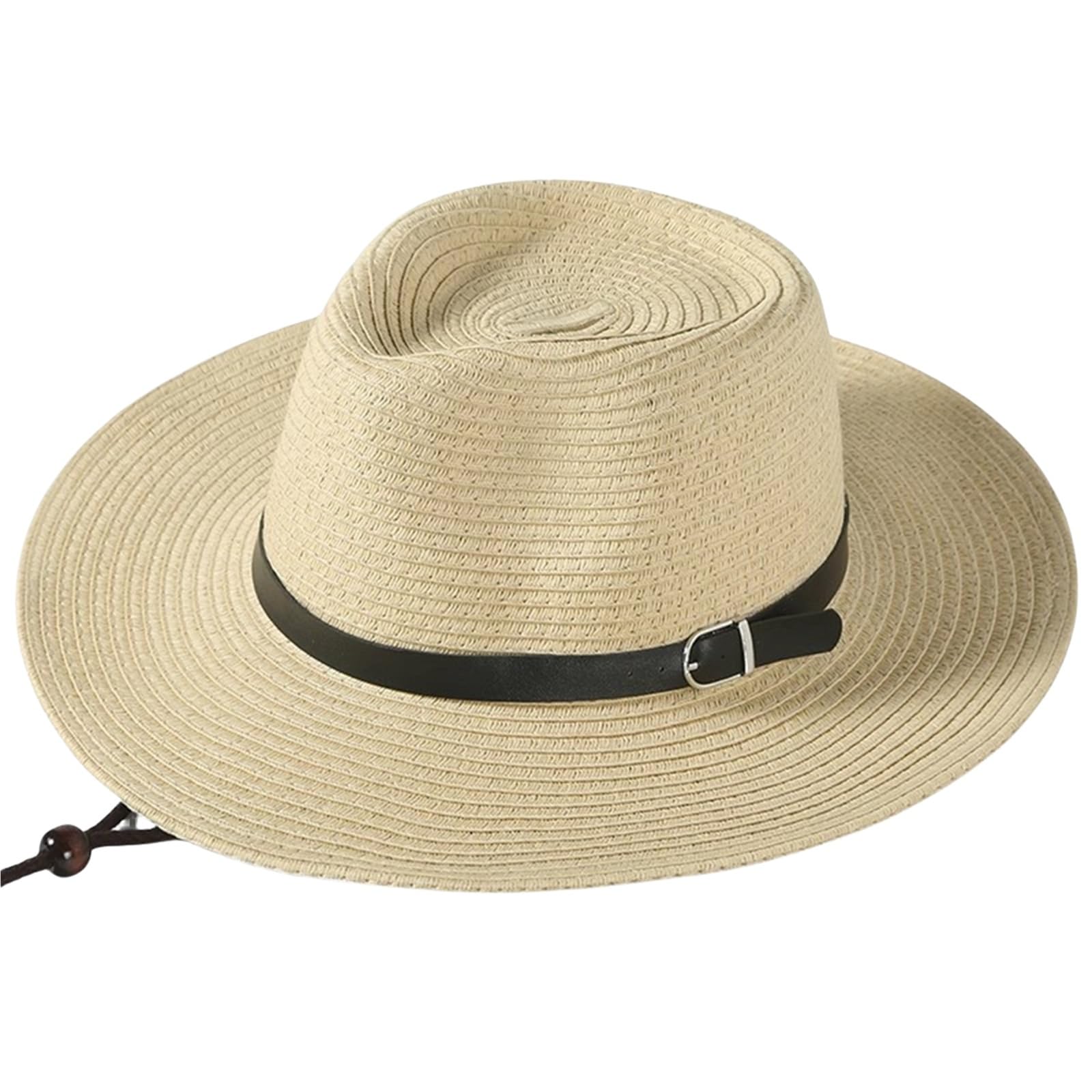 Cappelli di paglia per teste grandi, Cappello da sole in paglia XXL donna protezione oversize a tesa larga Panama Fedora multicolore4-8(Beige,4)