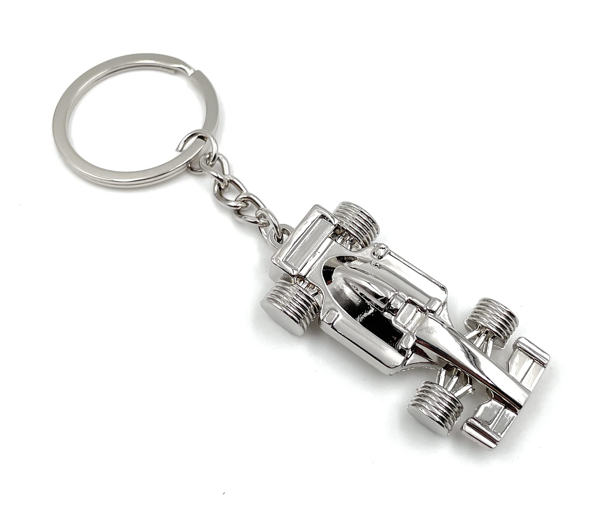 Onwomania Onlineworld2013 Keyring Racingcar Racecar f1 Silver Metal Pendant Charm