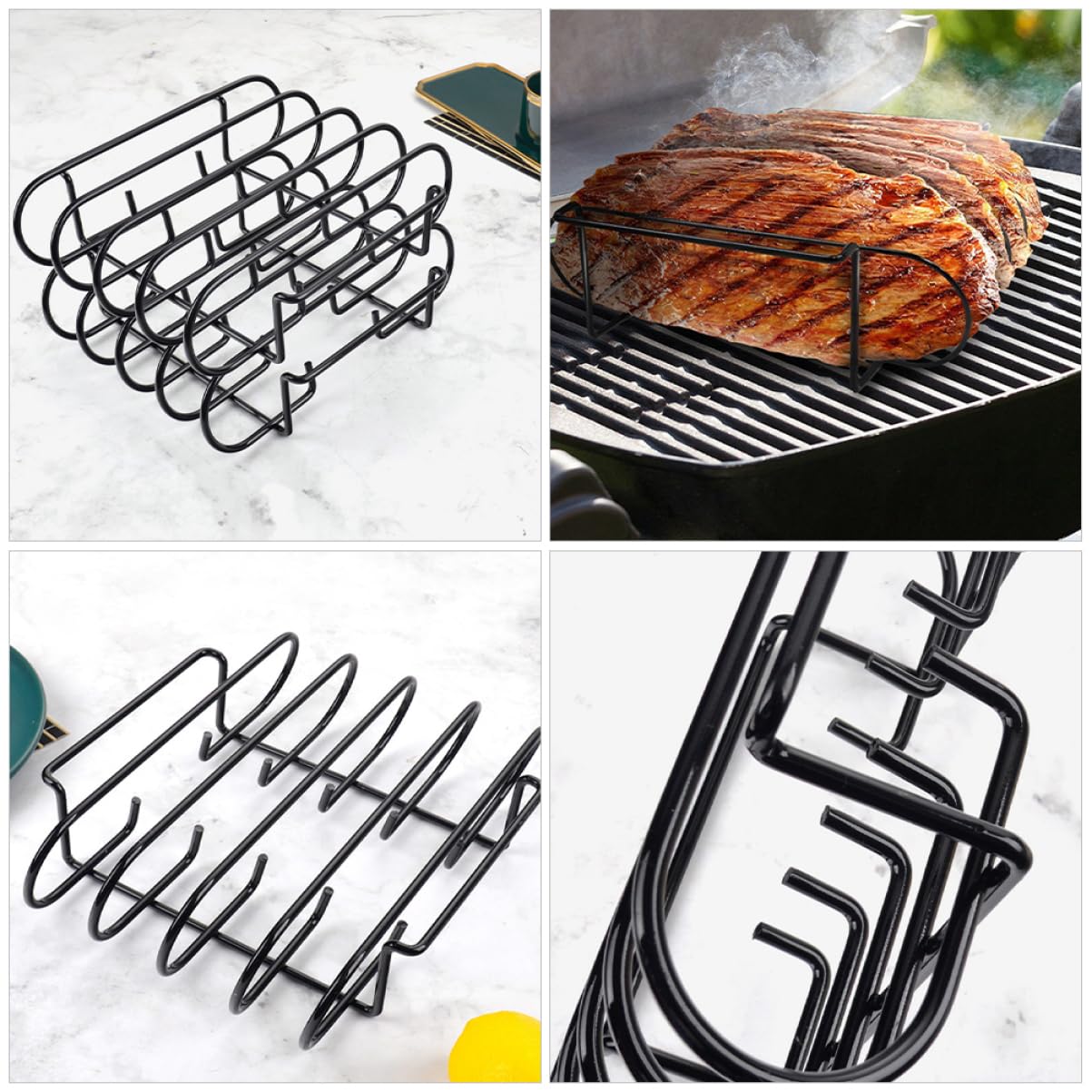 SUPVOX Supporto Portatile Barbecue Esterno da Acciaio Inossidabile in per Compatta Graticola per Grigliare Costine e Verdure Durante attività All'aperto