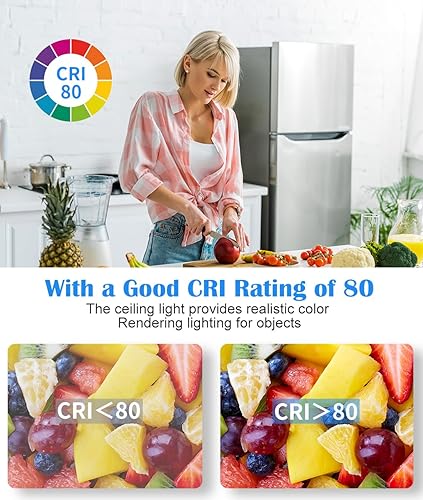 Miniatura 5 de Paquete de 2 luces LED ovaladas de techo de 13 pulgadas, lámpara LED de montaje empotrado, 23 W, 2700 K3000 K3500 K4000 K5000 K, ajustable, níquel