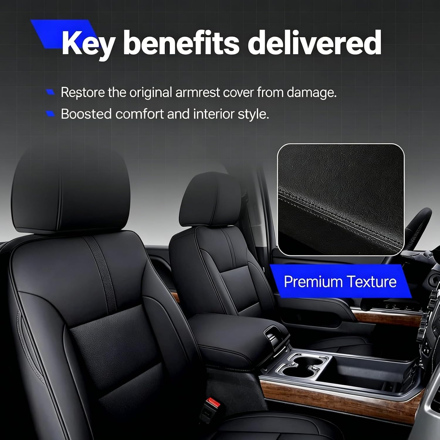 SYDSZ Center Console Lid Kit with Latch Replace# 924835 20864151 20864153 20864154 | Compatible with 2007-2013 Chevy Tahoe/Avalanche/Suburban & 2008-2014 GMC Yukon(XL)/Sierra/Silverado
