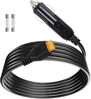 Portable12V/24V car Charger Suitable for Ecoflow Delta/River, Bluetti EB55, Anker 757/767 and XT60 connectors Solar Power Plants, Compatible with Ecoflow Wave 2 Cigarette Lighter Cables