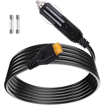 Portable12V/24V car Charger Suitable for Ecoflow Delta/River, Bluetti EB55, Anker 757/767 and XT60 connectors Solar Power Plants, Compatible with Ecoflow Wave 2 Cigarette Lighter Cables