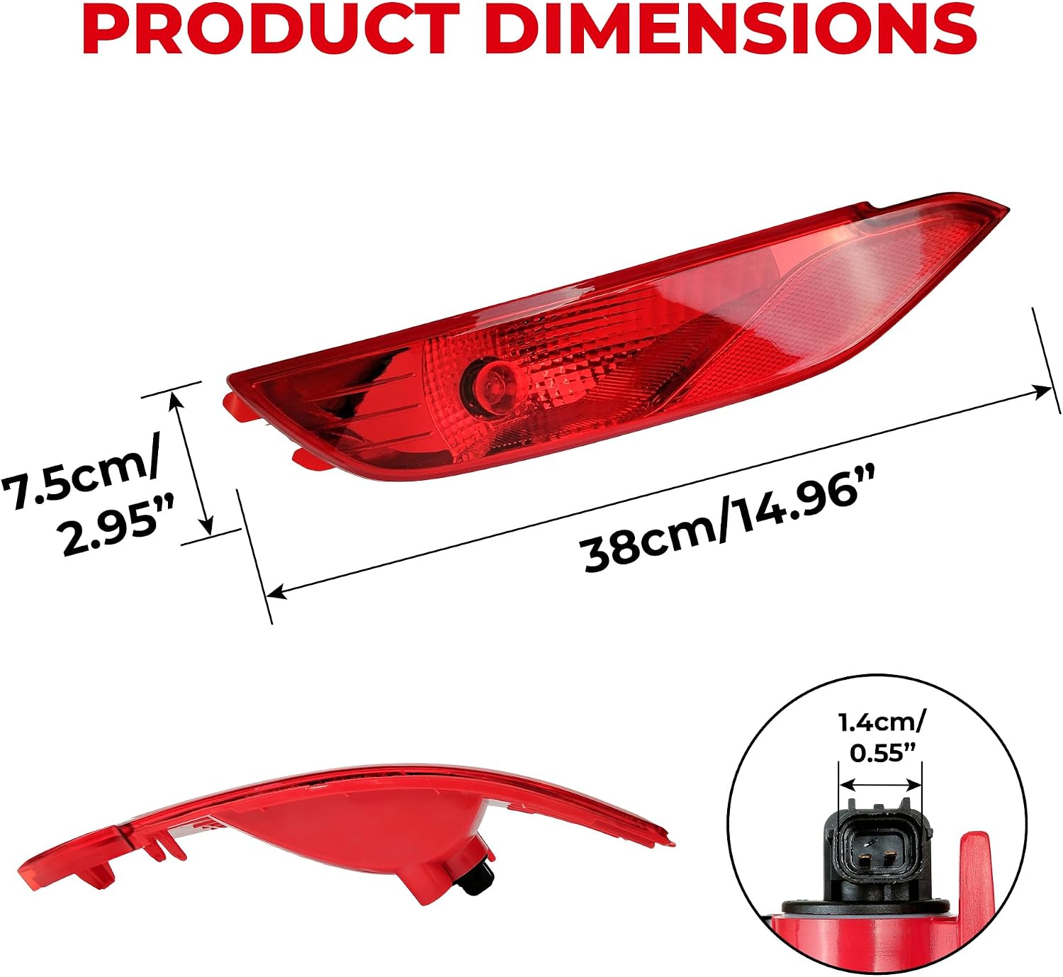 Left Rear Bumper Reflector Light Replacment for Hyundai Tucson TL 2015 2016 2017 2018 Stop Brake Light Taillight Fog Warning Lamp Lens Car Accessories (Left)