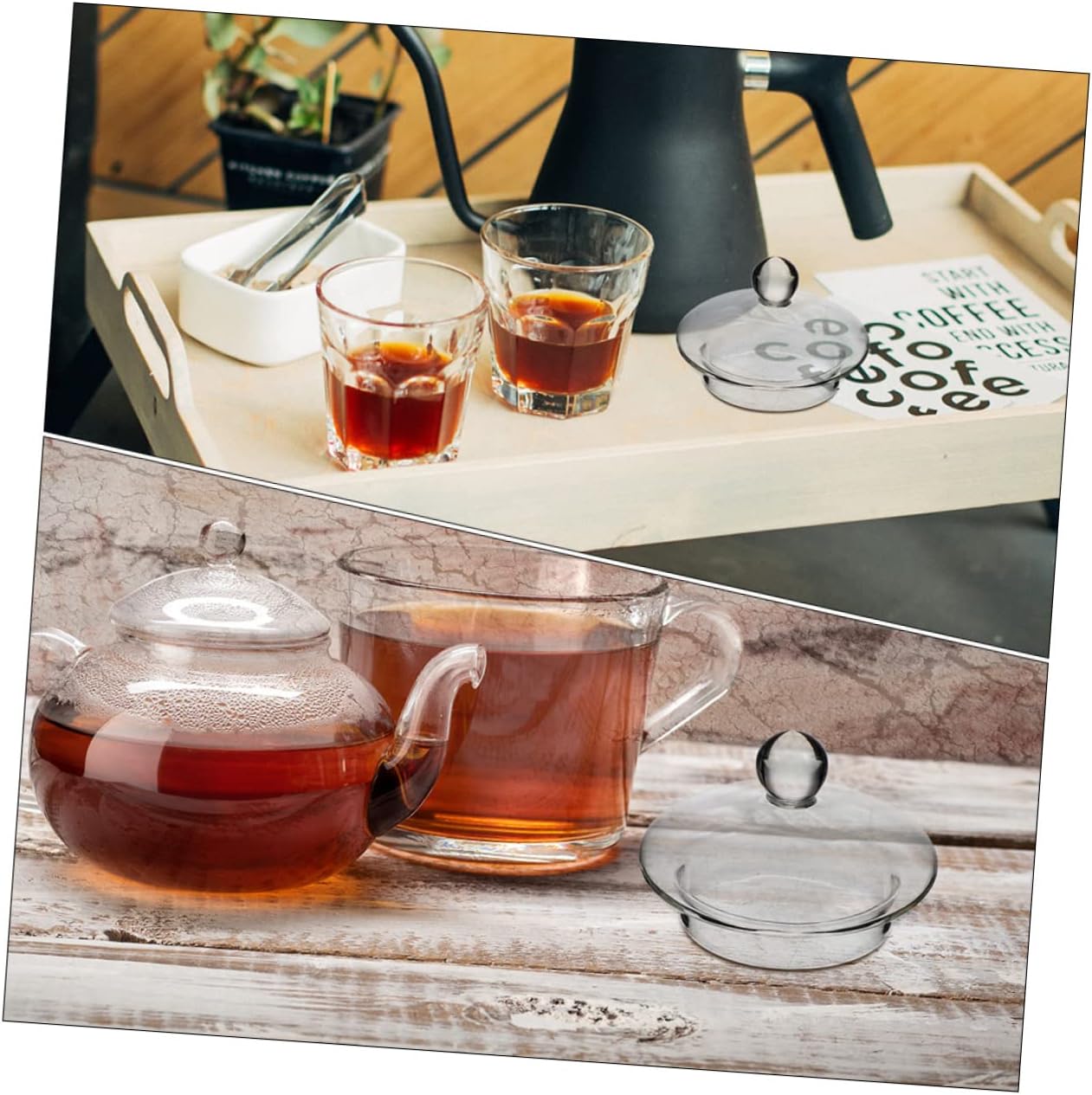 TIDTALEO 4pcs Teapot Accessories Glass Tea Maker Lid Flower Teapot Cover Teapot Infuser Lids Glass Teapot Lid Replacement Glass Teapot Strainer Caps Tea Steeper Loose Leaf Porcelain Teapot image 5