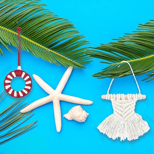 Miniatura 7 de INFUNLY Juego de 8 colgantes pequeños de macramé para adultos, principiantes, kit de adornos colgantes de macramé para principiantes, todo en uno,