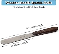 Vista 24 de Wooden Handle Butter Cake Icing Spatula Smoothing Pastry Decorating Tool Stainless Steel,Grilling, Baking Cooking Kitchen Utensil (8" Blade)