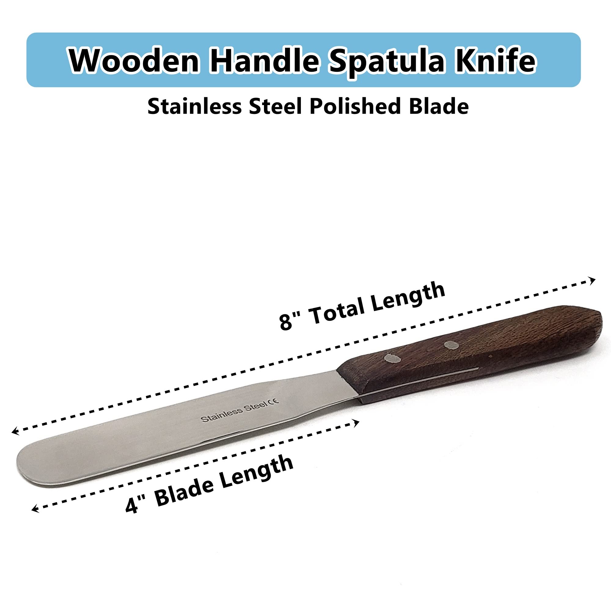 A2Z-PSW4 Stainless Steel Alignate Dental Mixing Plaster Spatula with Wooden Handle, 4