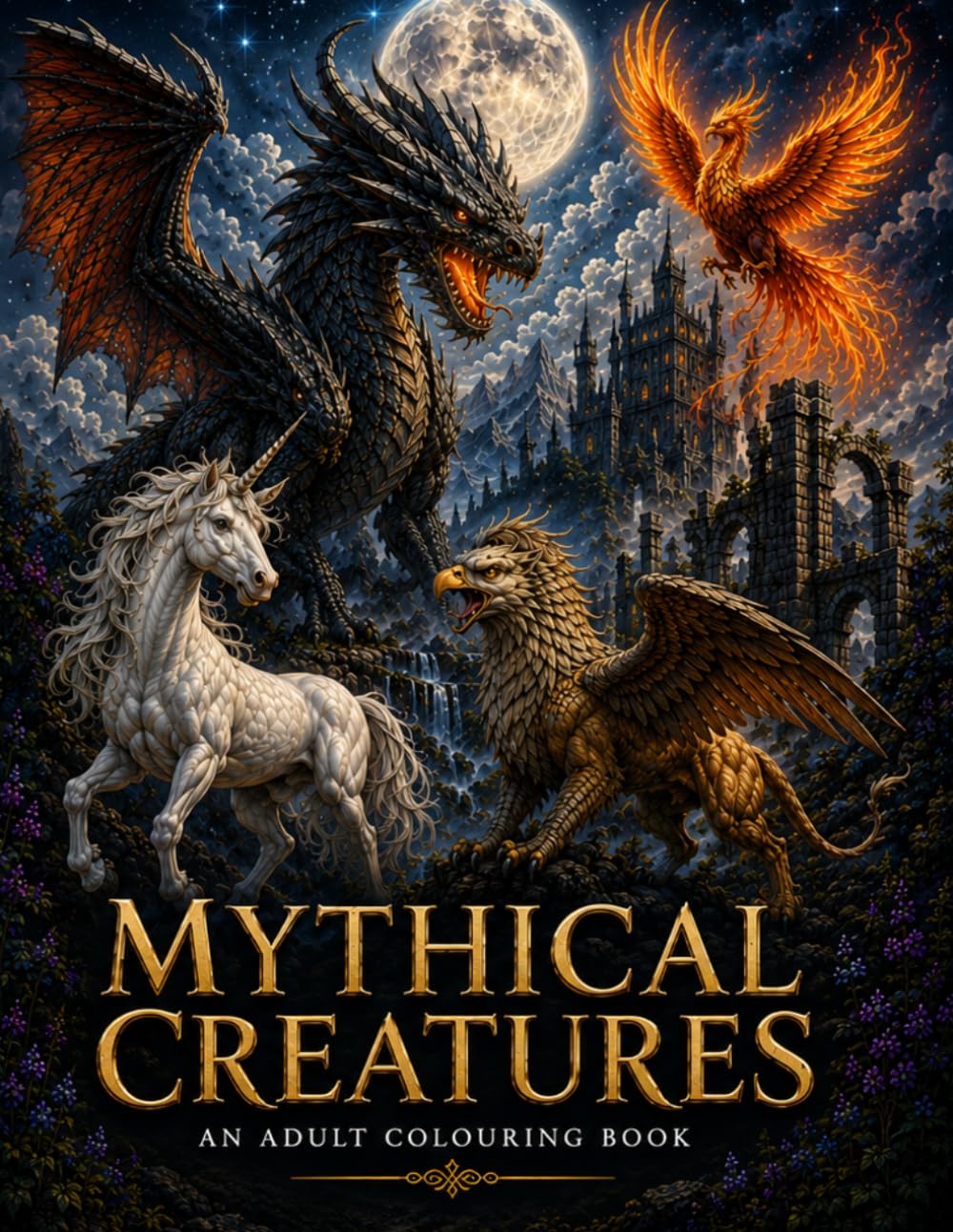 Mythical Creatures: An Adult Colouring Book Featuring 50 Legendary Beasts, Dragons & Fantasy Creatures