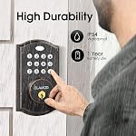 ELAMOR M19 Keyless Entry Door Lock - Smart Lock with Keypad, Auto-Locking Electronic Deadbolt, 50 User Codes, Waterproof Security, Easy Installation for Front Door, Ideal for Home Apartment Use