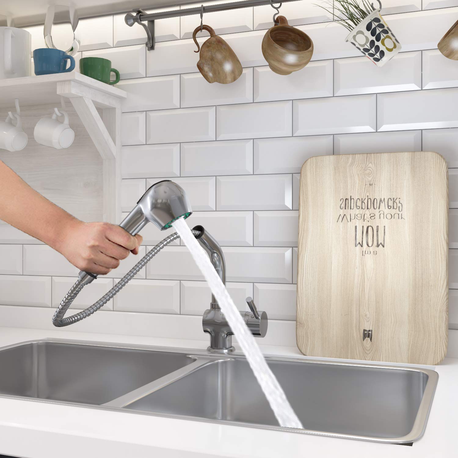 Rubinetto Design Moderno Risparmio Idrico Rubinetto Cucina Hoomtaook - Miscelatore Alto Girevole 360° - Ottone Cromato Per Lavello Miscelatore Monocomando - Foto 9