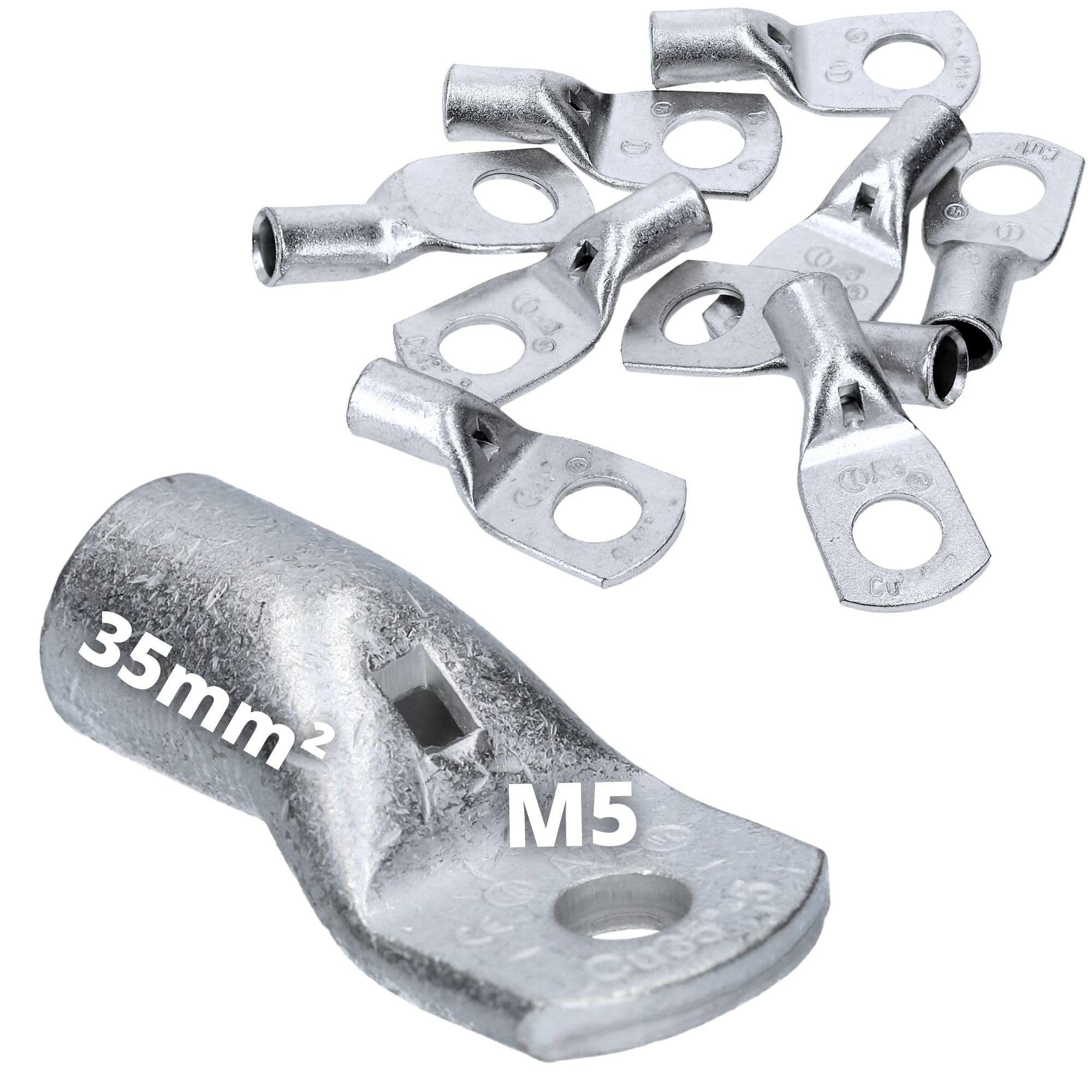Cembre A7-M5 Lot de 10 Cosses Tubulaires 35 mm² en Cuivre étamé | Connecteurs de câbles non isolés pour installations électriques professionnelles, haute conductivité et sertissage fiable