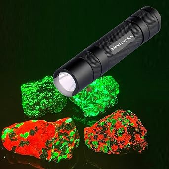Shortwave 254nm UVC LED Flashlight, SW UV Torch Lamp, Willemite Calcite Fluorescent Minerals Phosphor LED Torch