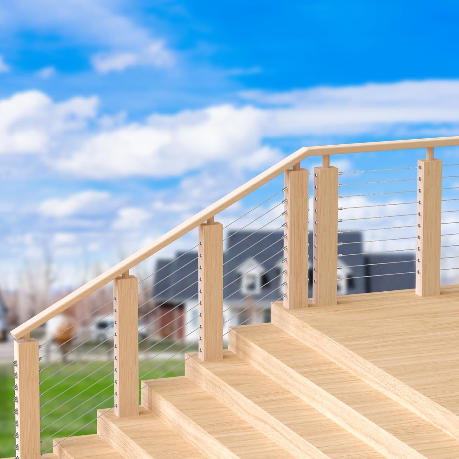 BLIKA Upgraded 10 Pack 1/8" Swageless Invisible Cable Railing Kits for Deck Stair Railing, T316 Stainless Steel, Swageless Cable Fittings for 2"x2", 4"x4" Wood/Metal Posts, Cable Railing Hardware 4x4