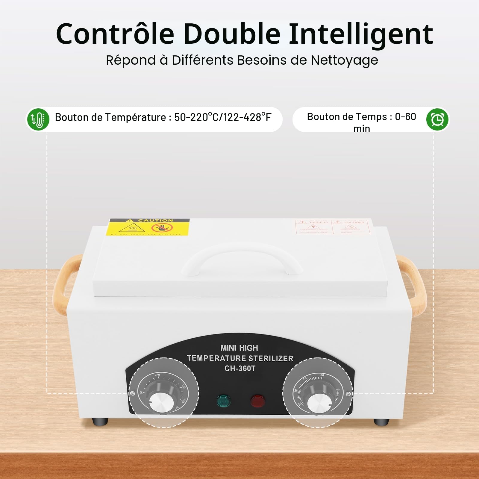 MINRS - Stérilisateur à air chaud - 300 W - 220 °C - Haute température - Chaleur sèche - Stérilisateur avec minuteur réglable - Pour outils à ongles, outils cosmétiques, soins des pieds, salon de