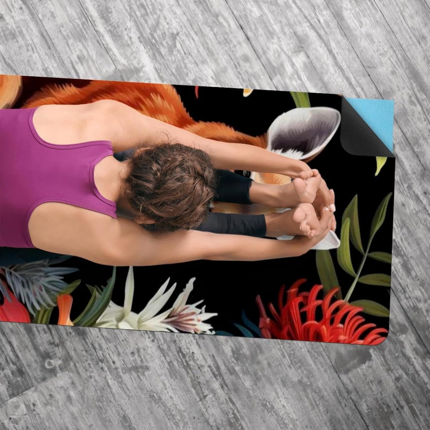 Yoga Towel, Kangaroo Pattern Non Slip Sweat Absorbent Hot Yoga Mat Towel for Hot Yoga, Pilates and Fitness - 72.8" x 26.8"