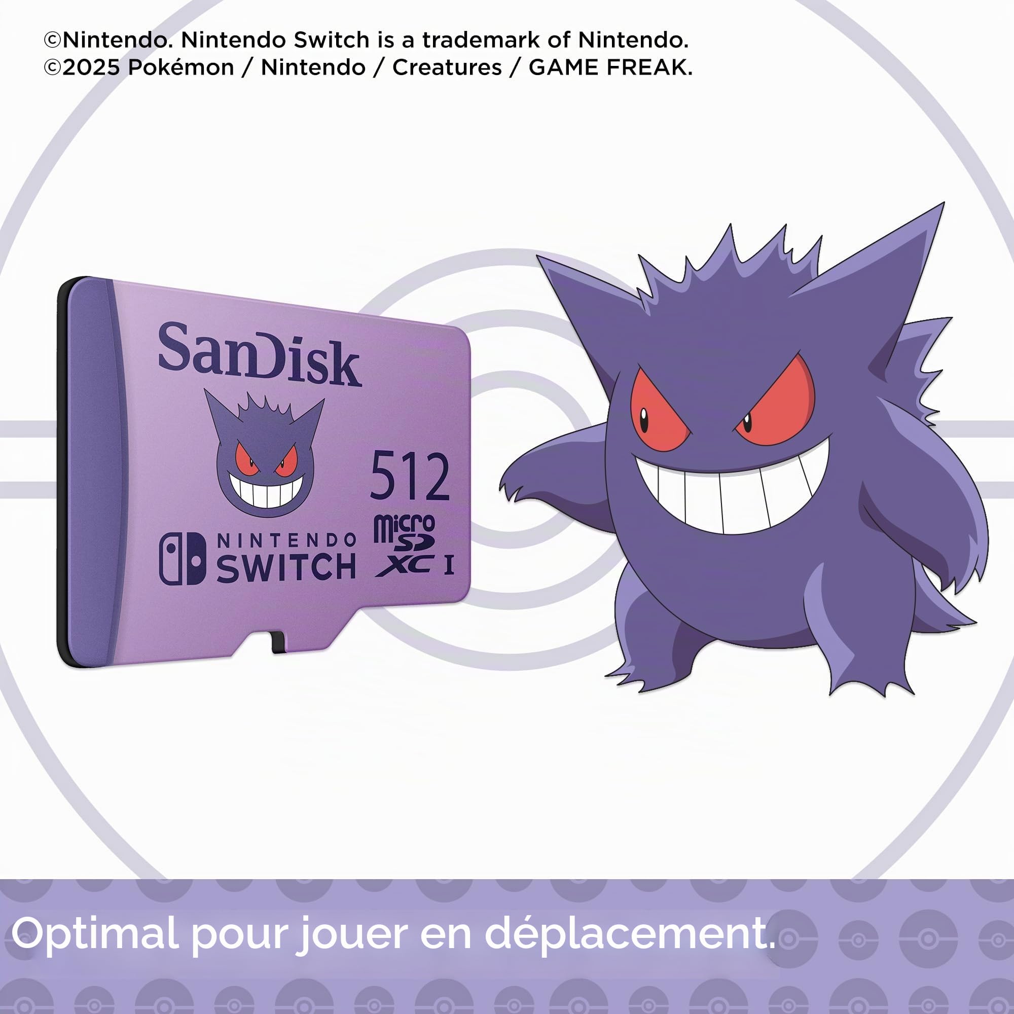Carte mémoire micro SD SanDisk Pokémon 512 Go Violet pour Nintendo Switch