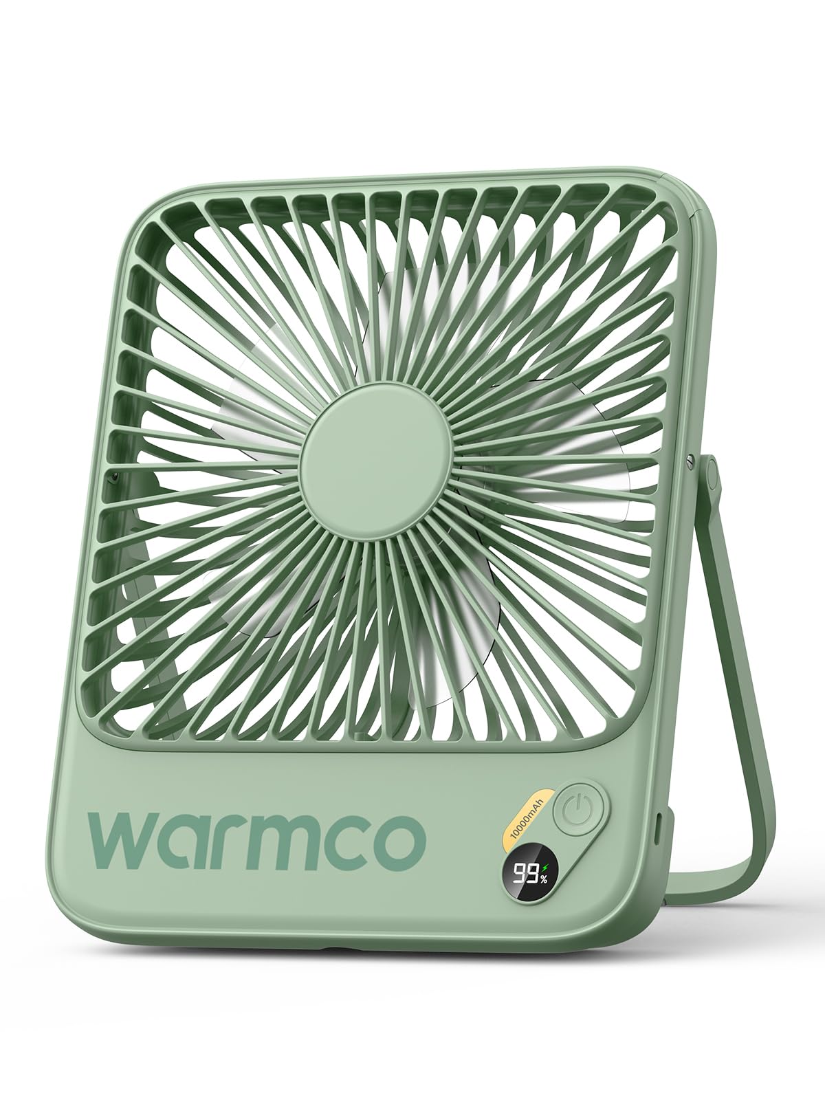 Warmco D3 Akku Ventilator 10000mAh, Tischventilator Leise, USB-C, LED-Anzeige, 4-Stufen Ventilator