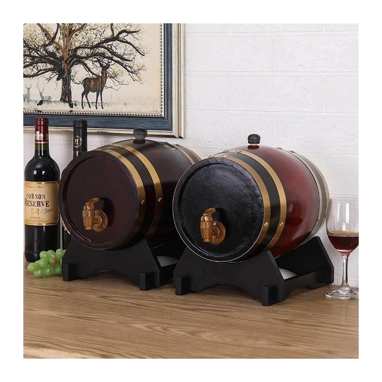 Botte di legno di rovere, per uso domestico, per vino rosso, serbatoio interno, barile per vino, barbecue, birra, vino (1,5 L)