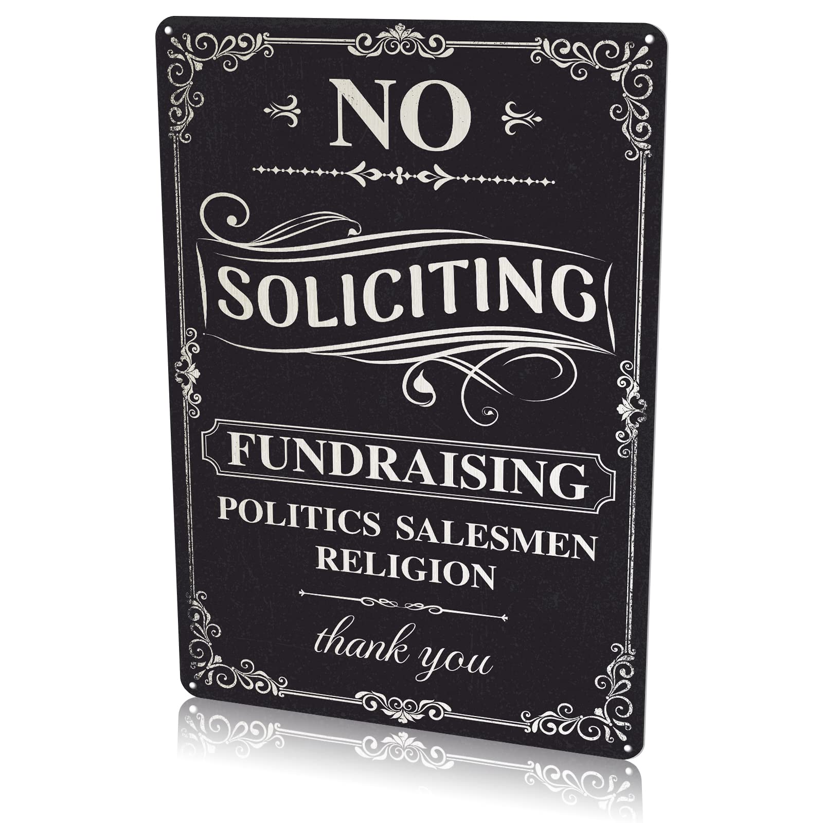 No Soliciting Sign for House Funny Yard Metal Decor Plaque Effectively Block Knocks and Doorbells The Dimensions of The Aluminum Signs are 8 X 12 Inches