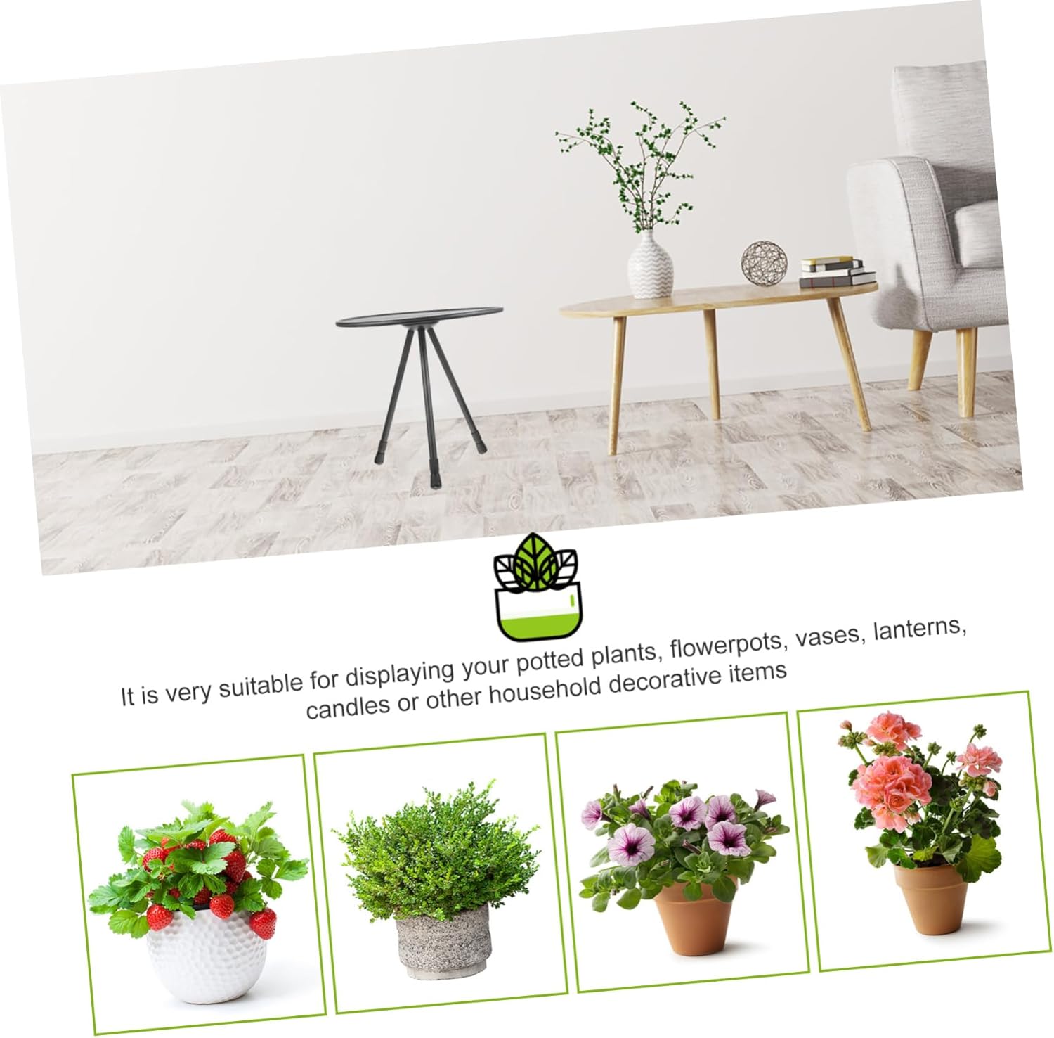 Foldable Plant Stand for Indoor and Outdoor Use Heavy Duty Round Pot Storage Rack Compact Plant Shelf with Easy Setup for Garden and Home Display
