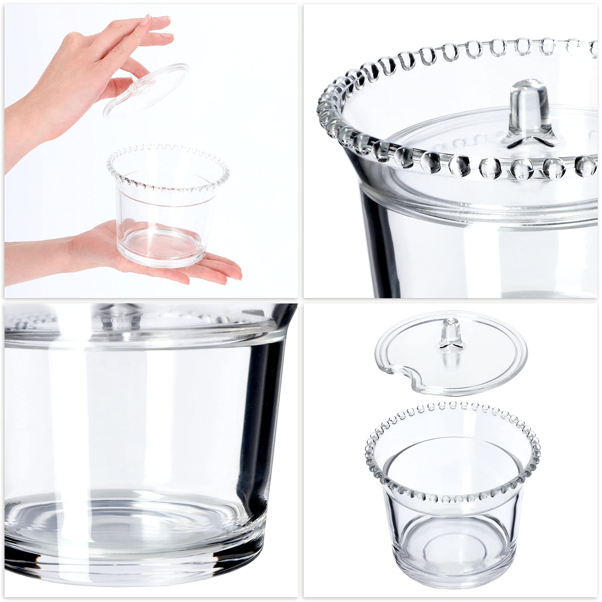 KADAX ADAX Zuccheriera in vetro, contenitore per spezie con coperchio ergonomico, contenitore in vetro trasparente per zucchero, portaspezie con base rinforzata (rotondo, con sfere)