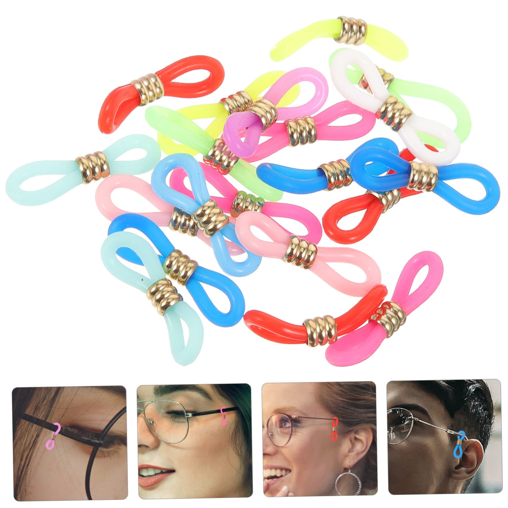 LIFKOME Connecteurs de Chaîne pour Cordon Lunettes et Usage Quotidien Sport Antidérapants en Silicone et Métal, Lot de 60 Pièces, Accessoires Réglables Couleur Aléatoire pour Lunettes