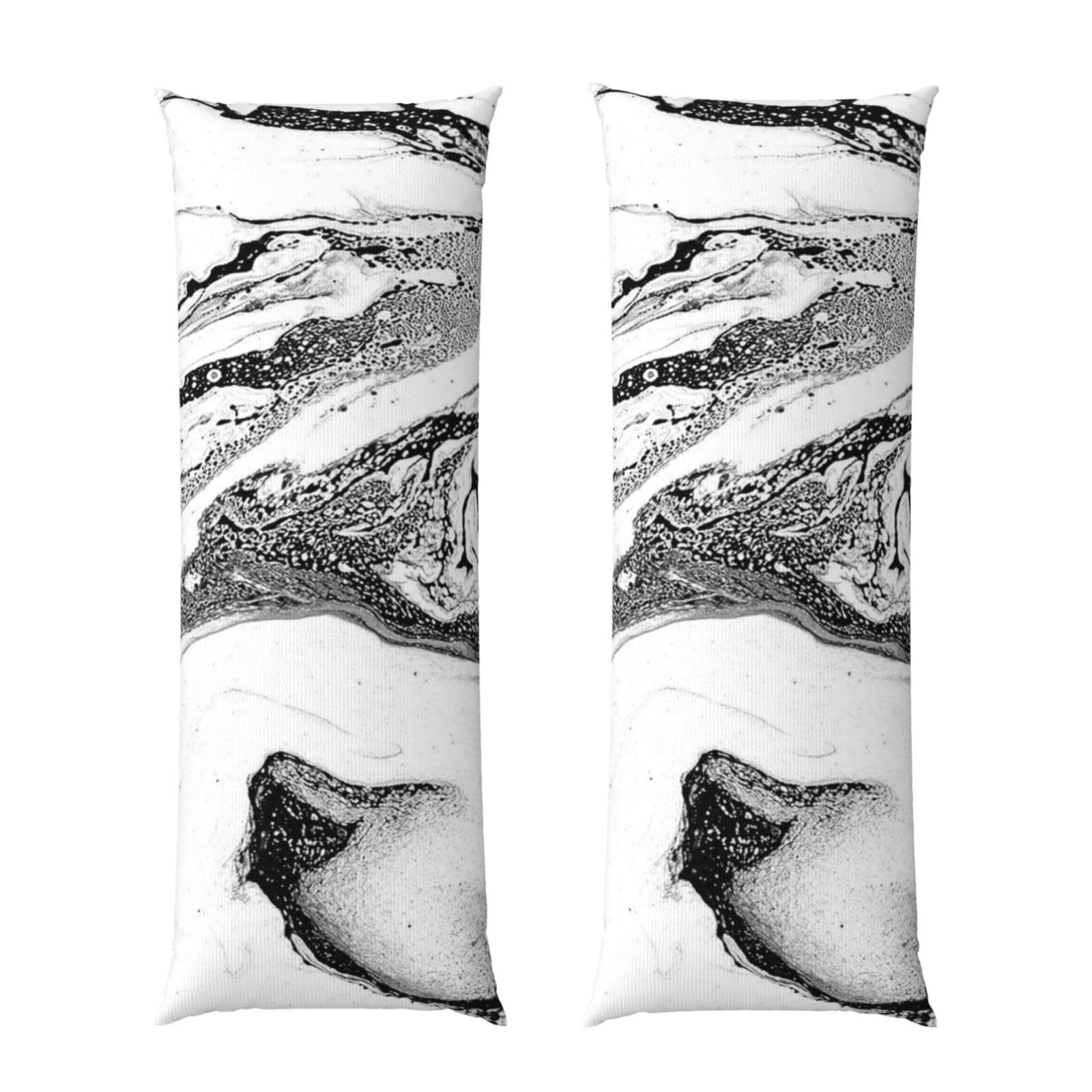 Taie d'oreiller marbre noir et blanc housse de coussin long 50x152
