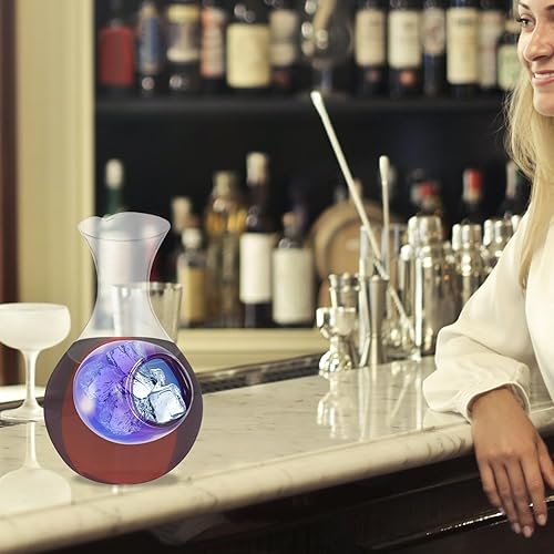 Miniatura 8 de Mobestech Jarra japonesa de vidrio con sake frío, botella de vino para verter jarras de vino con bolsillo de hielo, servidor frío de sake frío para