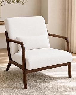 Garvee Mid-Century Chenille Accent Chair, Cozy Reading Chair, Modern Lou...