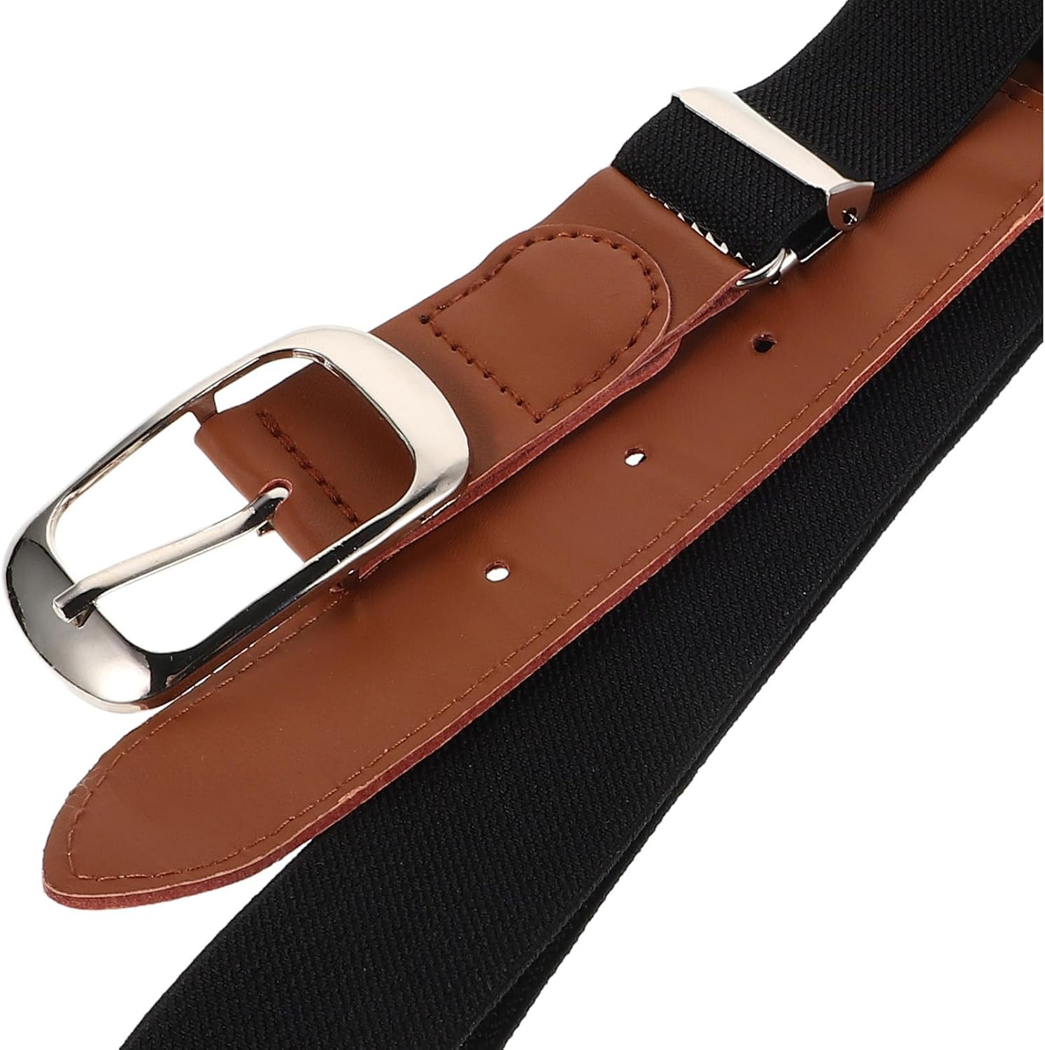 Adjustable Elastic Belt for Boys and Teens, Soft and Comfortable Pu Waistband Alloy Buckle, Stretchable Uniform Belt for Daily Wear and Sports Activities