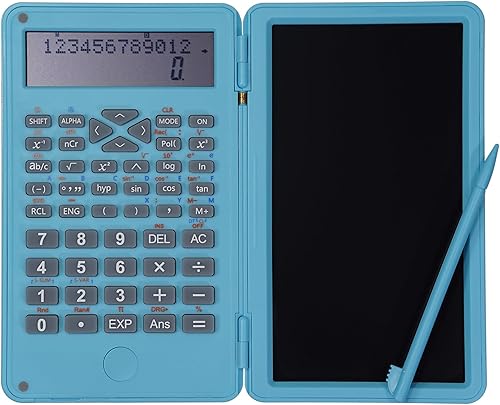 Miniatura 5 de Calculadora científica con tableta de escritura LCD borrable, pantalla de 2 dígitos de mano, tamaño de bolsillo, calculadoras portátiles para