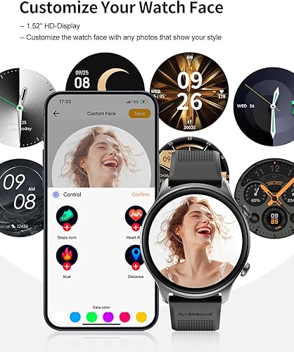 Vista 6 de RIVERSONG Reloj inteligente para hombres y mujeres (respuestahacer llamadas) compatible con teléfonos iPhoneAndroid, rastreador de actividad física