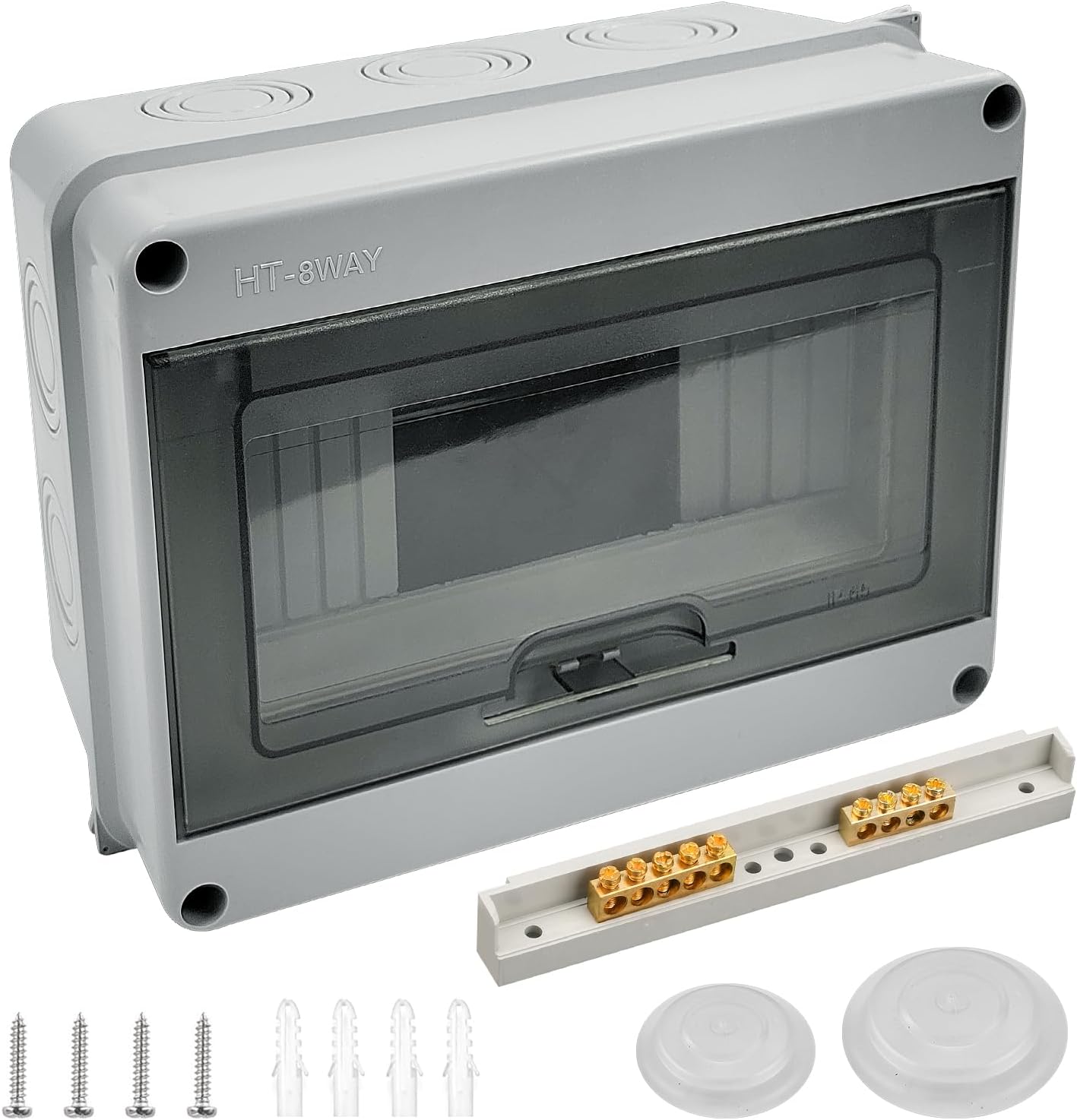 8 Way Consumer Unit, DIN Rail Box With Terminals, IP65 Electrical Enclosure, Waterproof Transparent Window Consumer Unit, Consumer Circuit Breaker Box