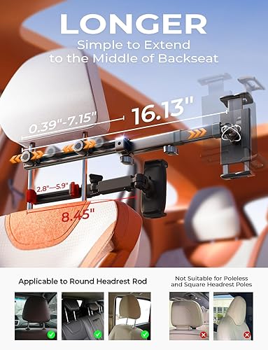 Miniatura 8 de LISEN for iPad Holder Car Mount Road Trip Essentials Activities for Kids, Car Accessories for Women Interior, 3 in 1 Tablet Holder Backseat Camping