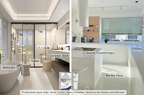 Miniatura 2 de Kit de reparación de bañera blanca, bandeja de ducha acrílica y kit de reparación de mármol de granito, kit de reparación de azulejos de porcelana