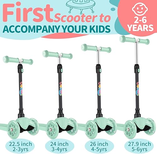 Miniatura 2 de BELEEV Scooter A1 para niños de 2 a 6 años, scooter de 3 ruedas para niños y niñas, ruedas iluminadas de poliuretano, 4 alturas ajustables,