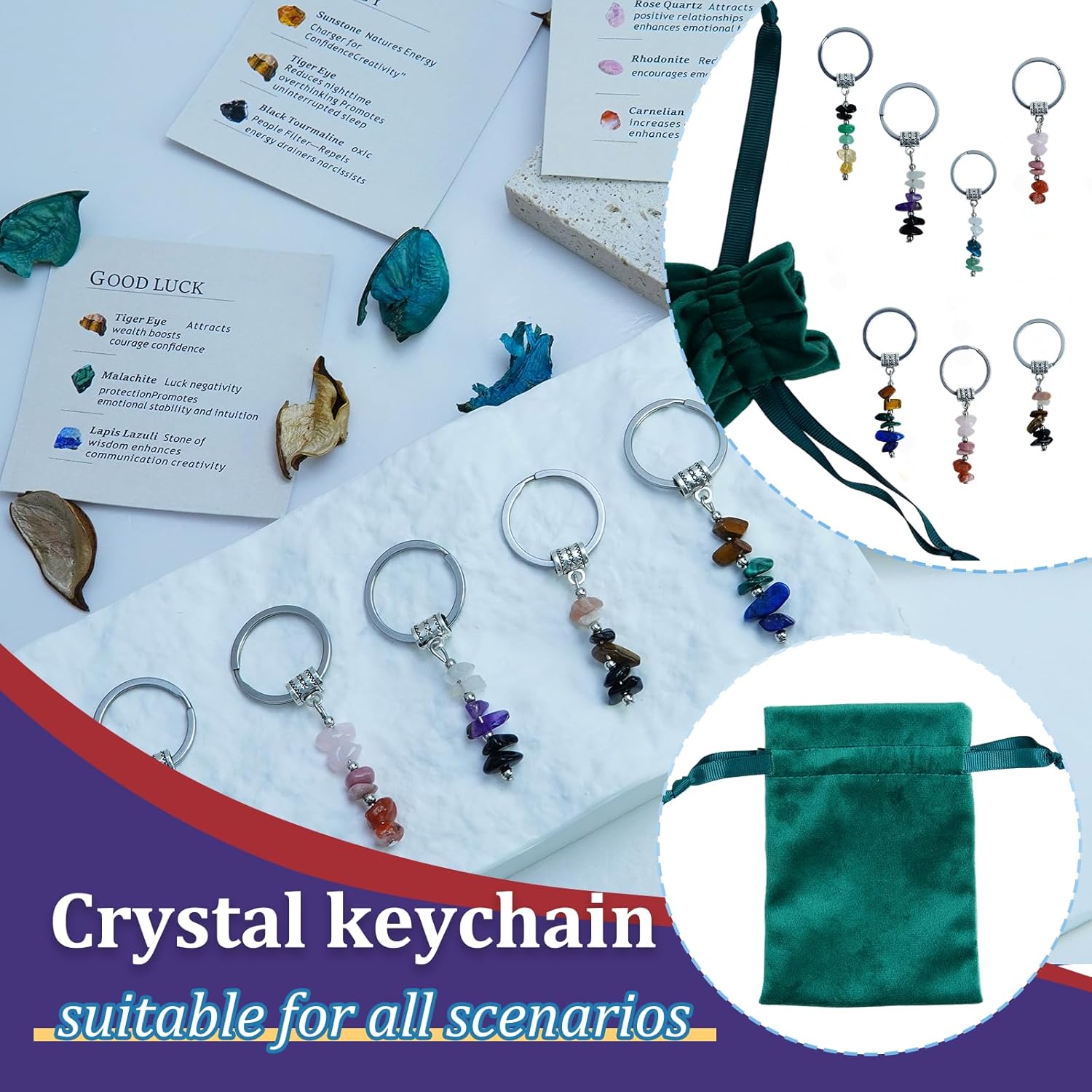 Natural Crystal Keychain gift retirement gift for woman,Small Healing Stones new beginnings gifts for women - Image 7