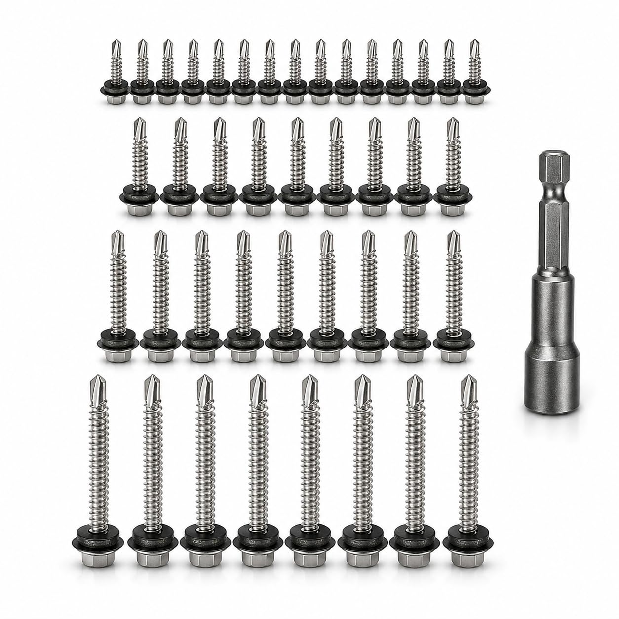 90PCS M4.8 Self Drilling Roofing Screws Kit, Assorted 19/25/38/50mm