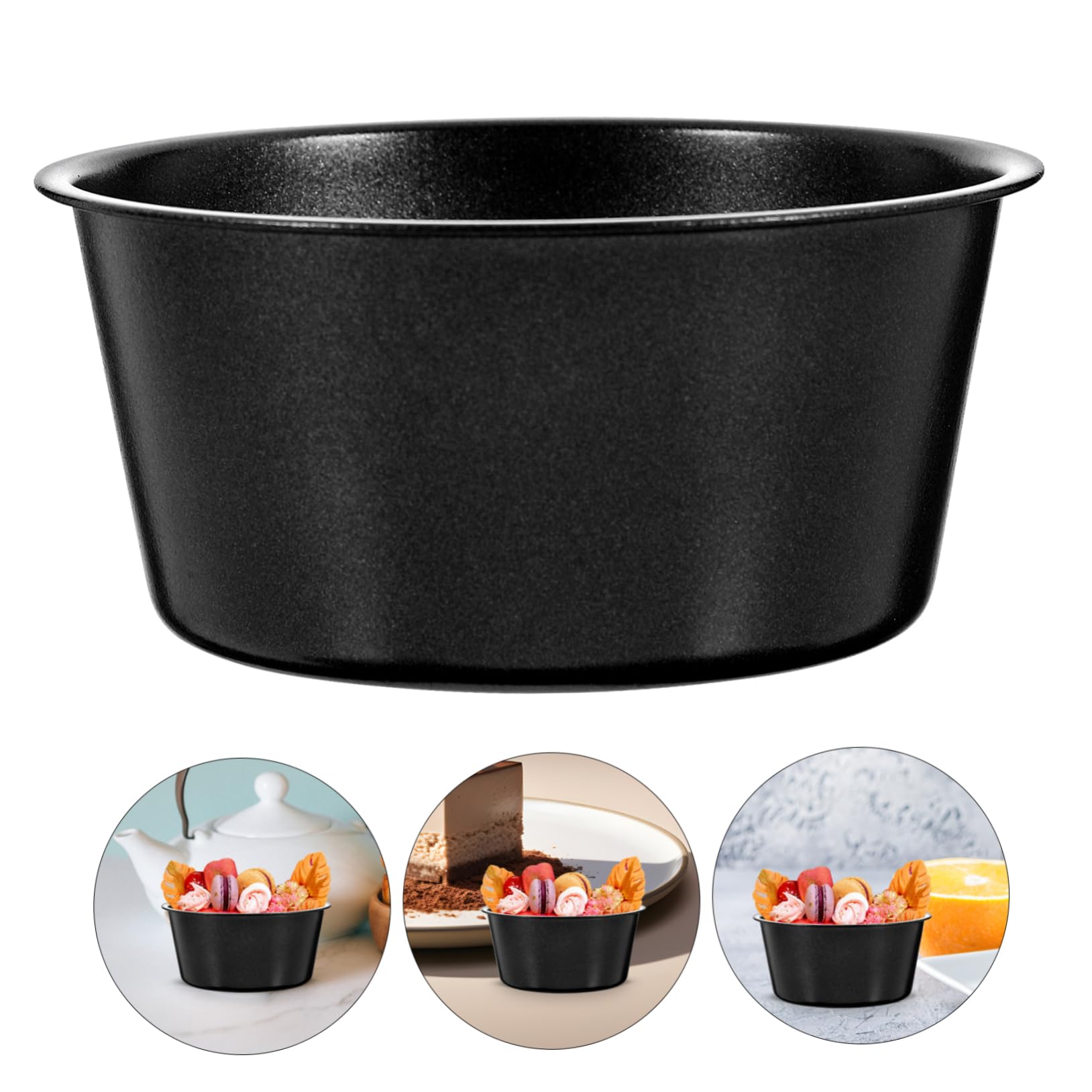 Ciieeo 5 Juegos Molde De Pudín Molde De Pastel Pequeño Taza Para Hornear Moldes Para Pasteles Molde Para Pasteles Moldes Para Pastel De Queso Mini Budines Acero Carbono Black 3 Piezas * 5