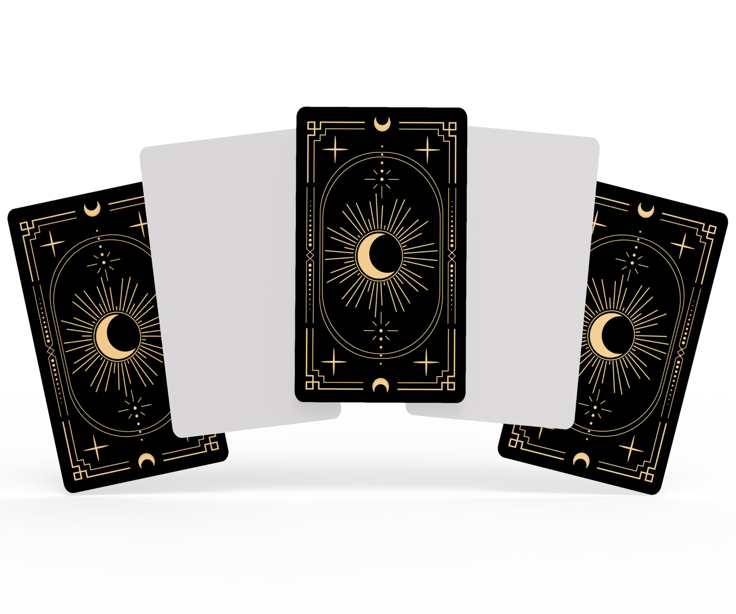 Leere Oracle Tarotkarten zum Beschriften – Erstellen Sie Ihr eigenes Orakel-Kartendeck – (80 Karten pro Box / 7 x 12,1 cm) – blanko weiß mit Design auf der Rückseite (schwarz mit metallischem