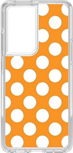 Clear Shockproof Hybrid Case for Samsung Galaxy S21 Ultra (6.8" Screen) - TPU Bumper, Acrylic Back, Tempered Glass Screen Protector - White & Orange