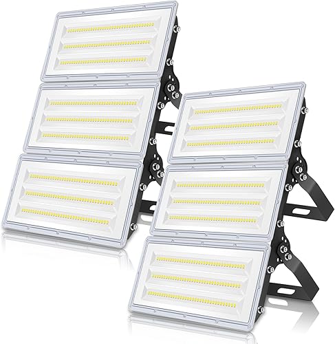 Paquete de 2 luces de inundación LED de 300 W para exteriores, 3000 lm para estadios al aire libre, 7000 K, ángulo de iluminación ajustable de 3