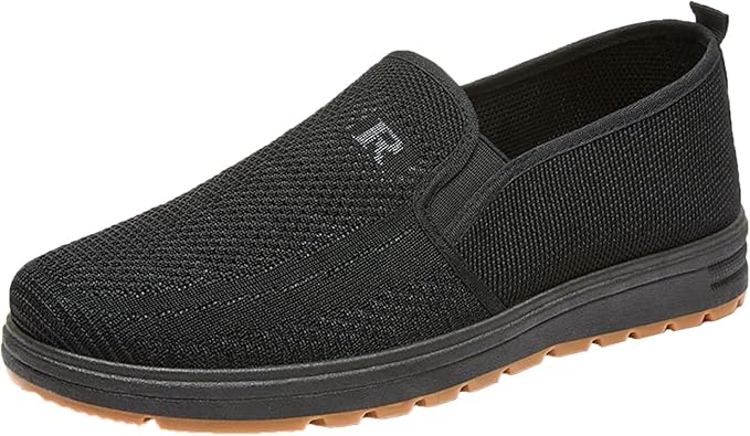 Fashion Spring and Summer Men Casual Shoes Flat Soft Bottom Mesh Breathable Slip On Mens Shoes Dress Casual Slip on