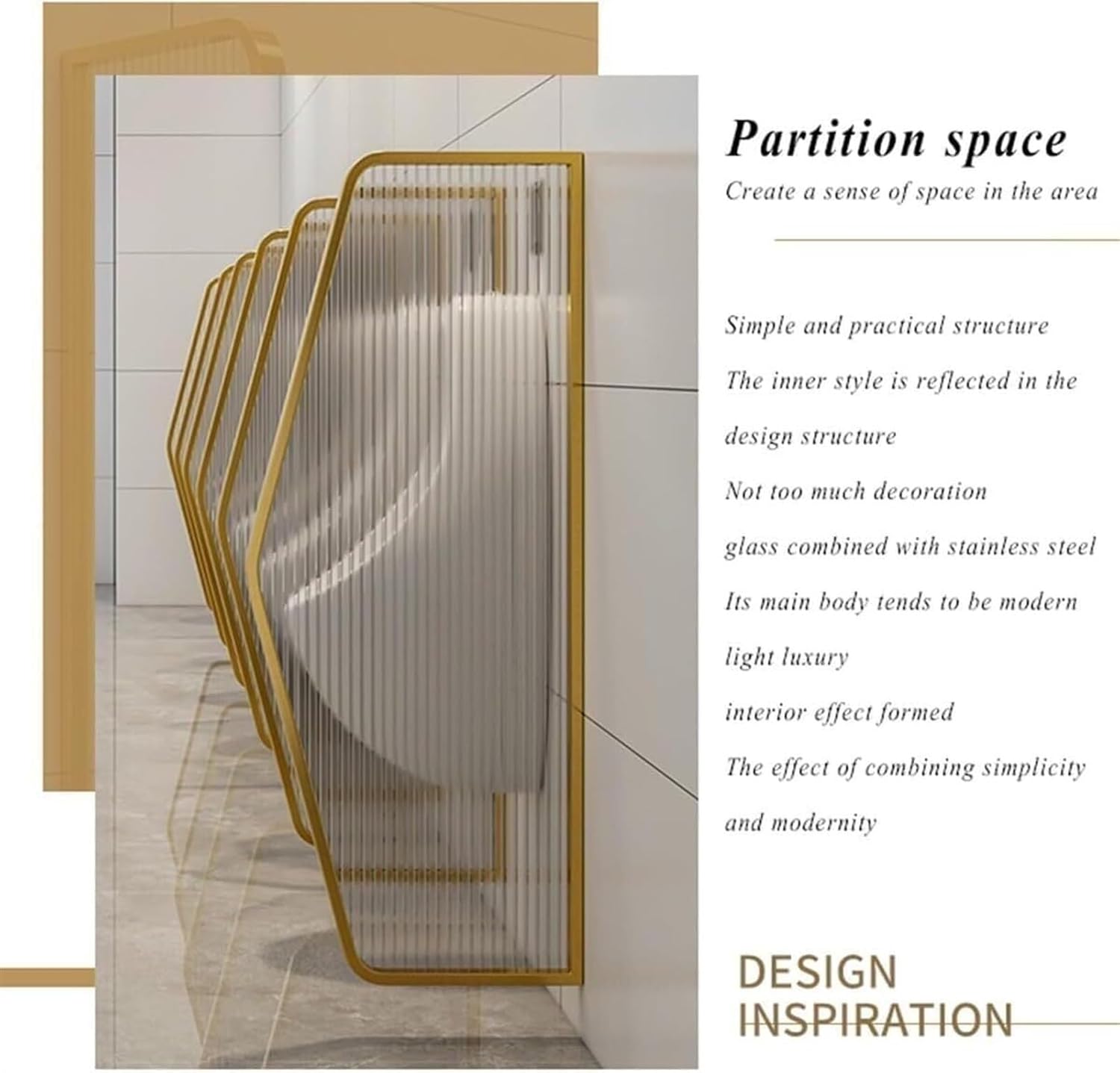 Urinal Screen Toilet Partition, Urinal Partition 3 Pcs Urinal Partition Divider Screen Translucent Glass Panels, Wall-Mounted Men's Urinal Privacy Screen Urinal Part,B