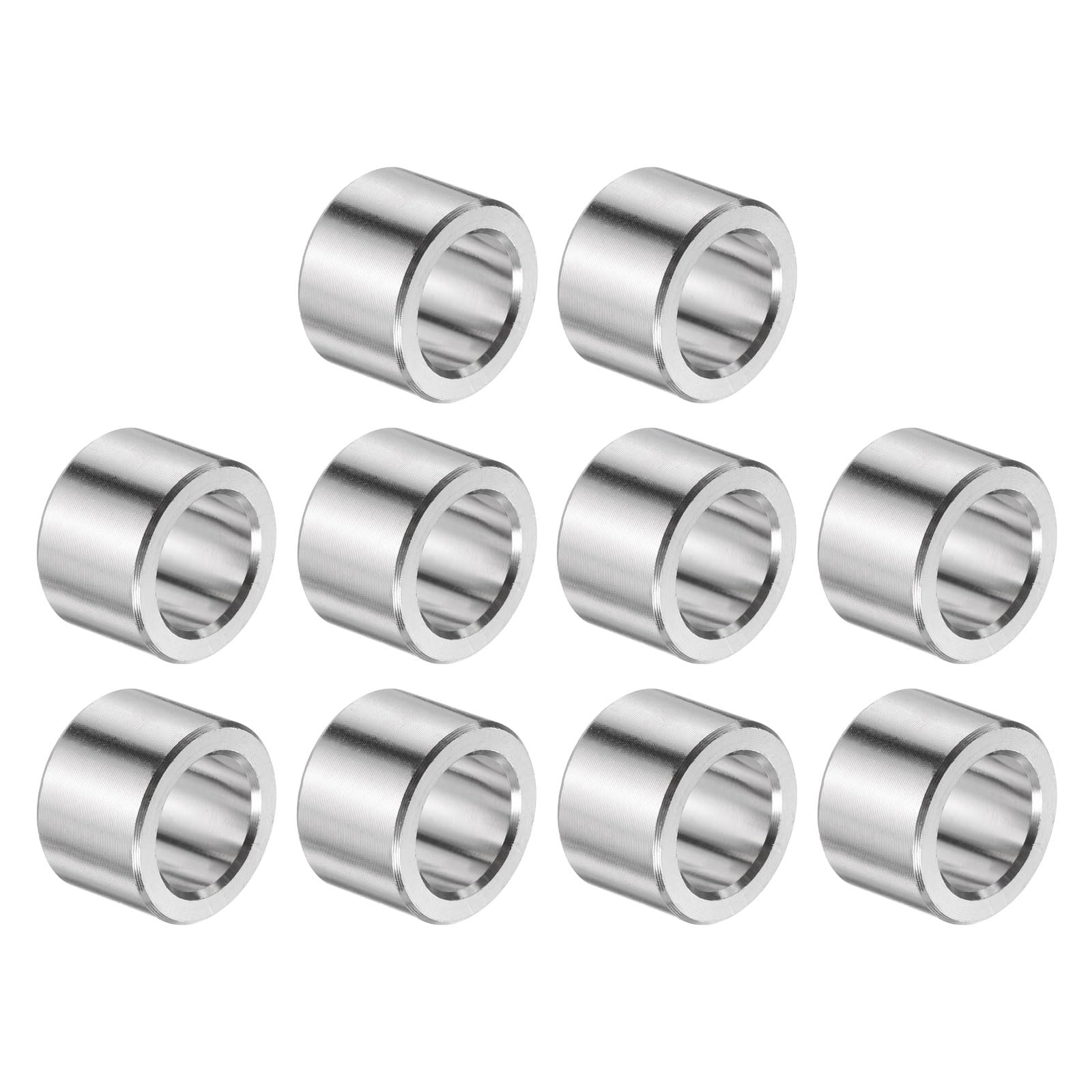 uxcell 10pcs Stainless Steel Spacer 1/2" Bore x 3/4" OD x 1/2" Length Screw Bushing Plain Finish Round Metal Spacer for M12 Screws Bolts and Rods