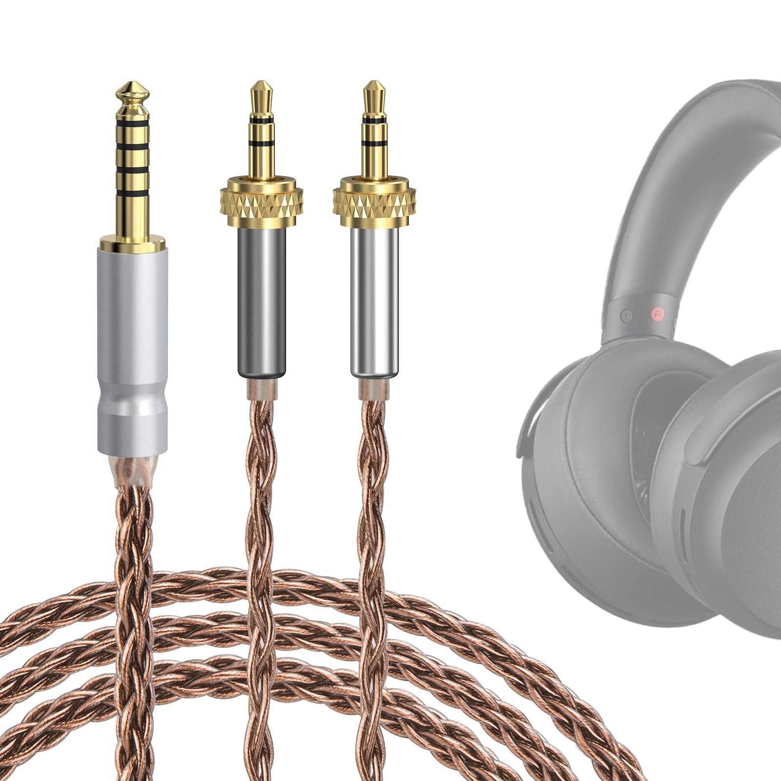 Geekria Apollo Copper アップグレード オーディオ ケーブルソニー Sony MDR-Z7 MDR-Z7M2 MDR-Z1R ヘッドホン対応 4.4mm からデュアル 3.5mm 交換用ヘッドホン コード ねじ式回転ロック装置 (4.9 フィート / 1.5 m)